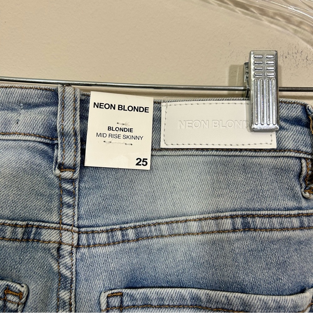 Neon Blonde Tu Jean Everblue Mid Rise Skinny Lace Front Denim NWT Size 25 - Picture 8 of 10